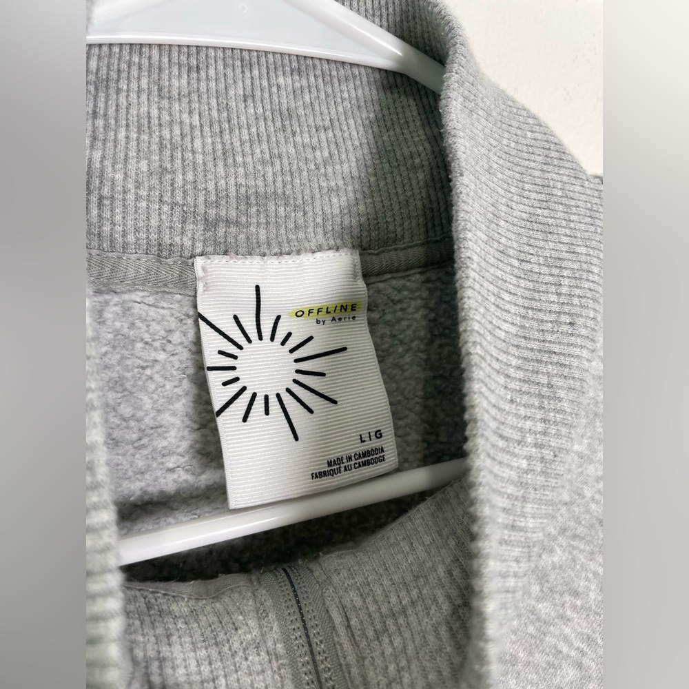 Aerie 1/4 zip Pullover Sweatshirt L Gray Scuba Style Offline - Picture 3 of 7